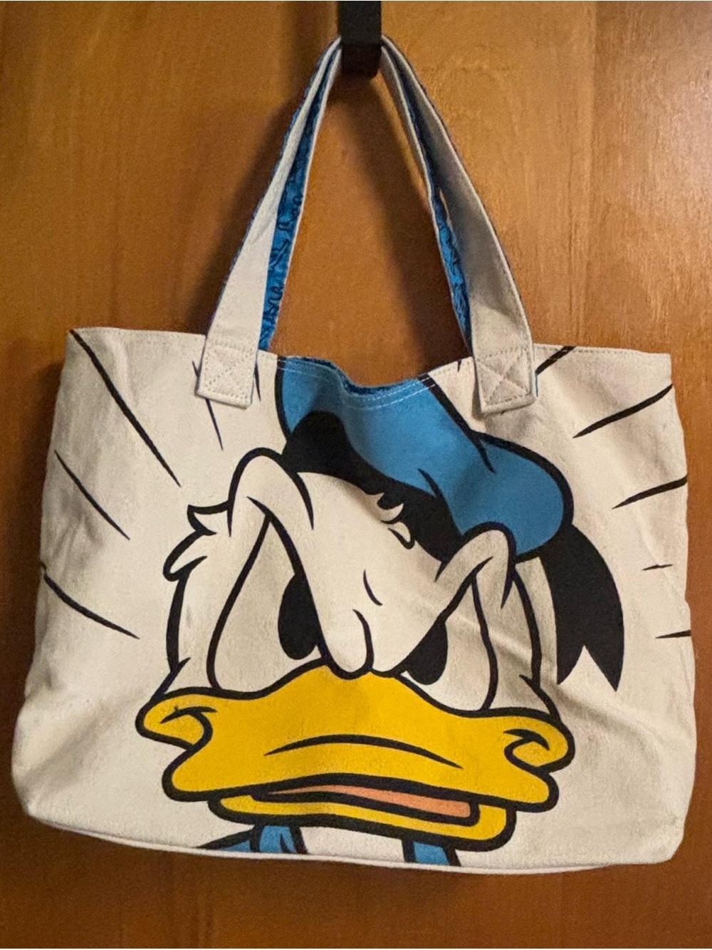 Disney Store Authentic Donald Duck Happy/Angry Canvas Tote Bag